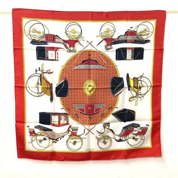 HERMES The Evolution of Horse-Drawn Carriages Carre90 Scarf Unused - Picture 1 of 11